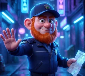 Stylized character holding a document and signaling clarity, representing clear terms and conditions