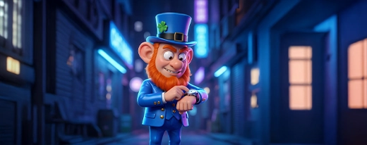 Stylized character checking a watch, representing transparent processing times